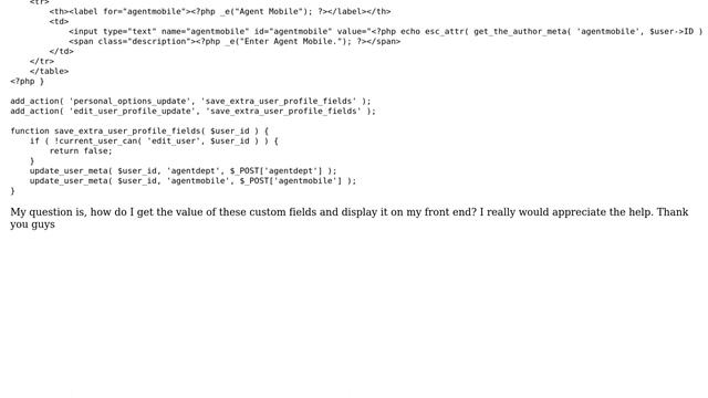 Wordpress: How do I get the value of a current user's custom field? смотреть онлайн