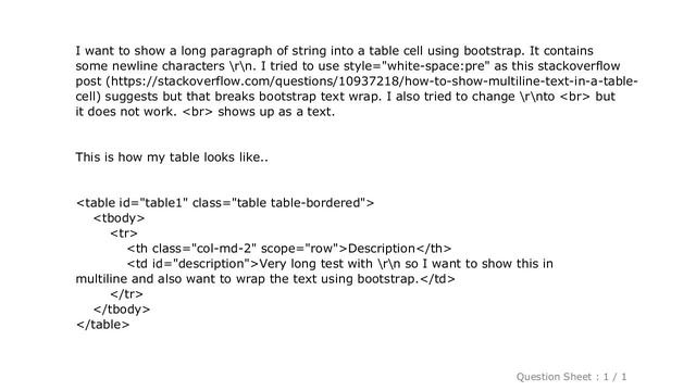 HTML : Multiline text in a table cell using bootstrap смотреть онлайн