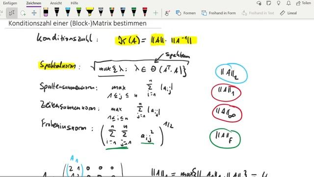 Konditionszahl einer Matrix bzgl 1-Norm, unendlich-Norm und Frobenius-Norm bestimmen смотреть онлайн