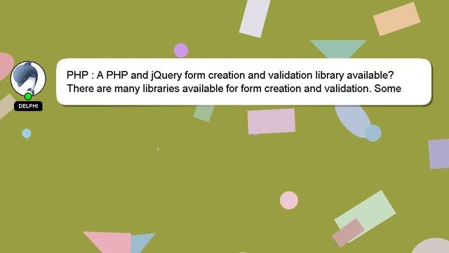 PHP : A PHP and jQuery form creation and validation library available? смотреть онлайн
