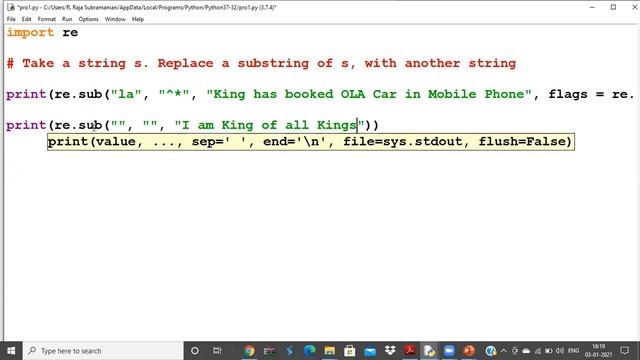 Substitution 'sub' method in RegEx смотреть онлайн