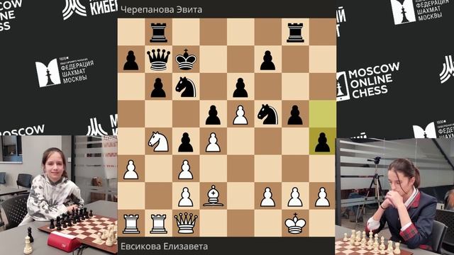 Абсолютное первенство Москвы по блицу. Стадия 1/8. Евсикова Елизавета - Черепанова Эвита. Партия 1 смотреть онлайн