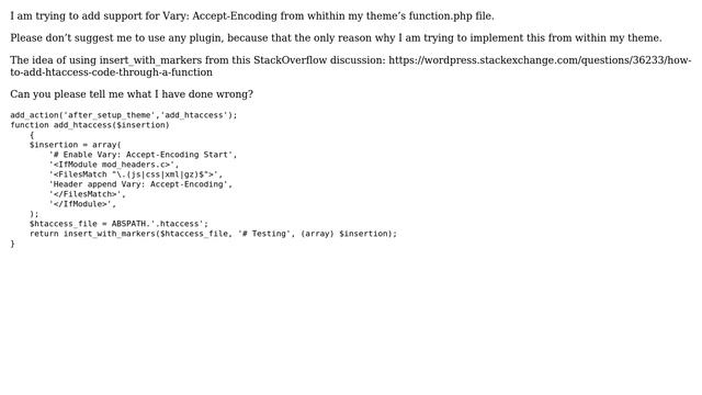 Wordpress: Help Code Review - I need to write on .htaccess file from theme's function.php смотреть онлайн