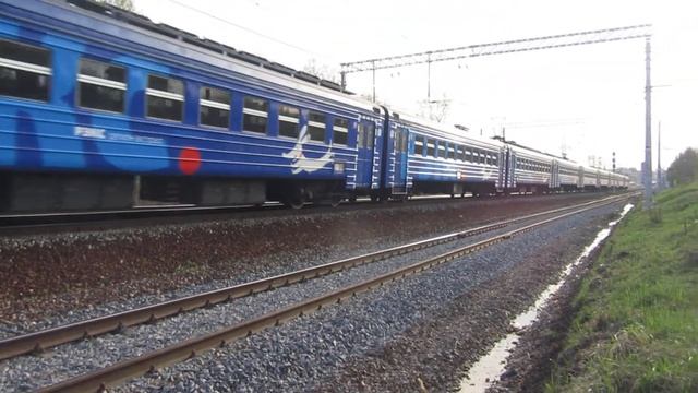 Электропоезд ЭД4М-0091 Рэкс(Москва-Калуга) станция Нара 5.05.2017 смотреть онлайн
