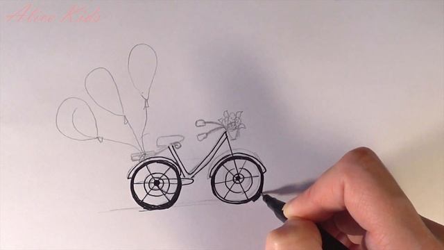 Как нарисовать велосипед с воздушными шарами / How to draw a Bicycle with balloons смотреть онлайн