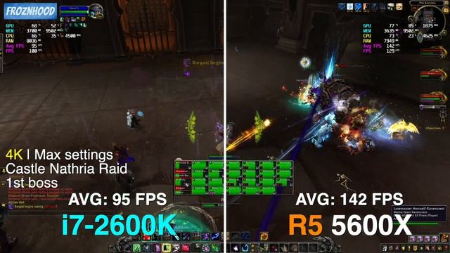 Ryzen 5 5600X vs i7 2600K OC | World of Warcraft Shadowlands | 4K | Max settings | Raid benchmark смотреть онлайн