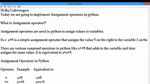Assignment Operators | Python Tutorial смотреть онлайн