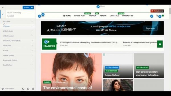 Newsmatic theme Customization full tutorial