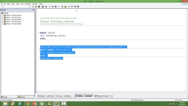 Output Delivery System(ODS) In SAS