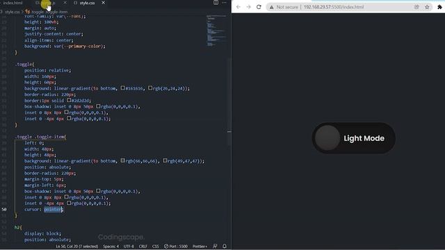Light Dark Theme Toggle Button ? with CSS and JavaScript | Toggle Bar using Javascript | Codingscap смотреть онлайн