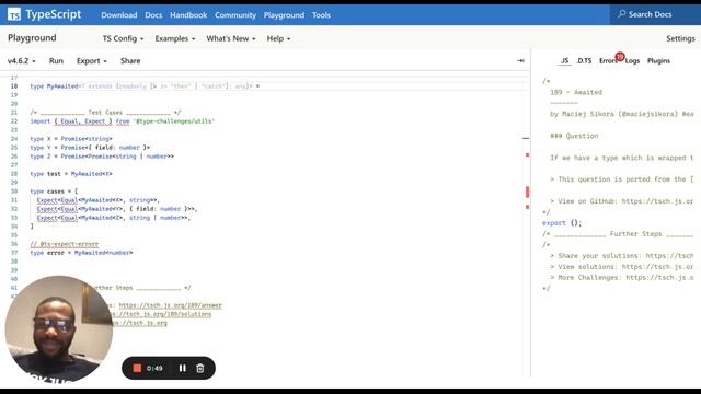 TypeScript Challenge Day 7/65 - Implementing an Awaited type to get a Promise's return type смотреть онлайн