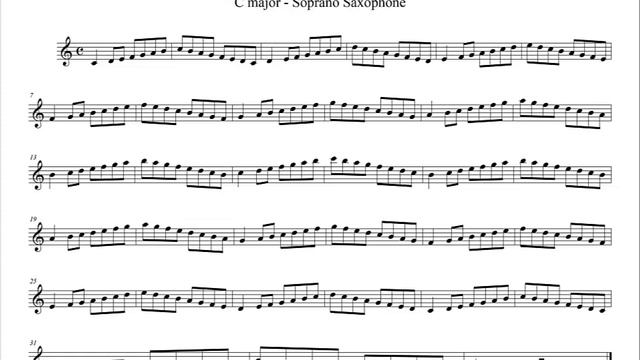 Set of exercises to practice Scales. C major, Soprano Saxophone, Trumpet, or other Bb instruments. смотреть онлайн