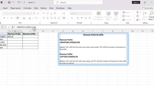 Remove Prefix and Suffix in Given Cells in Excel смотреть онлайн