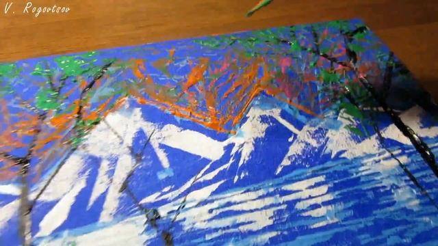 Рисуем акрилом абстракцию пейзаж. Жду комментарии. #акрил #рисуем #acrylicpainting #VitalyRogovtsov смотреть онлайн
