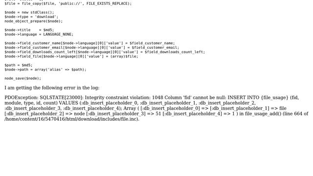 Drupal: Error while creating a node with file attachment through custom PHP code смотреть онлайн