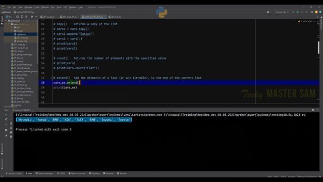 Learn Python in Tamil | List Built-in Datatype-extend() in Tamil | List in Python | Techy MASTER SA смотреть онлайн