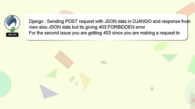 Django : Sending POST request with JSON data in DJANGO and response from view also JSON data but it смотреть онлайн