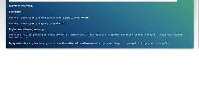 Passing Proptypes.shape to Proptypes.arrayOf in react смотреть онлайн