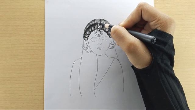 How to draw a beautifull girl with traditional saree || Pencil sketch for beginner || drawing смотреть онлайн