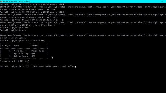 [BISAYA TUTORIAL] - HOW TO SELECT AND WHERE CLAUSE | XAMPP CONTROL PANEL | MYSQL | SQL | PART 7 смотреть онлайн