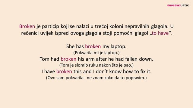 Objašnjenje nepravilnih glagola BREAK, BROKE, BROKEN na engleskom jeziku смотреть онлайн