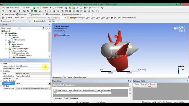 7 Совмещенный прочностной расчет осевого вентилятора (ANSYS CFX - Static Structural) смотреть онлайн