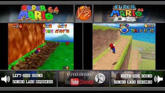 Super Mario 64 Vs Super Mario 64 DS Gameplay Comparison - Comparación