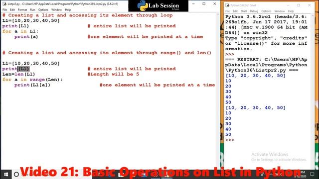 Video 21 Lab Session Basic Operations on List in Python смотреть онлайн