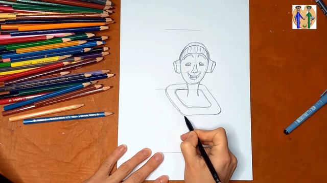 Как нарисовать Скибиди туалет. Онлайн-школа рисования 