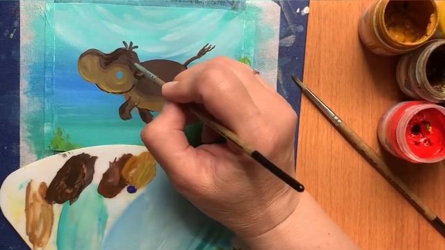 Бегемотик. Рисуем просто и поэтапно гуашью. смотреть онлайн