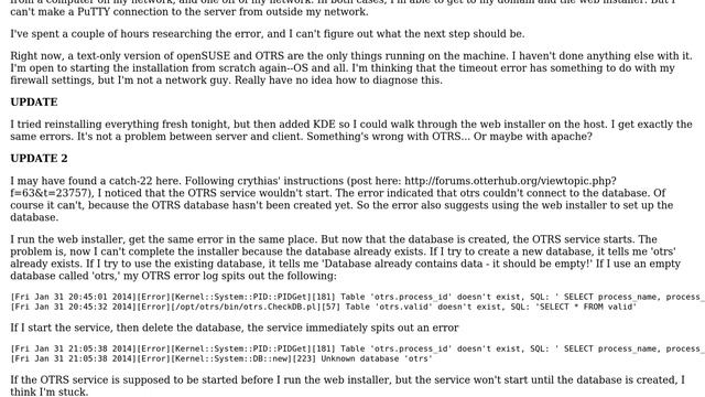 OTRS installation error on openSuSE смотреть онлайн