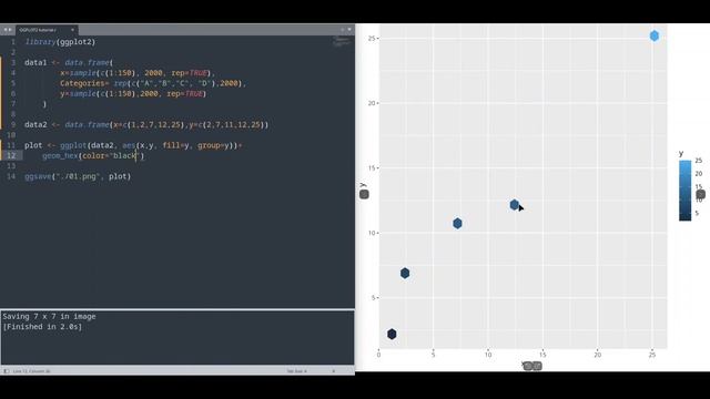 GGPlot - GEOM HEX and STAT BIN HEX смотреть онлайн
