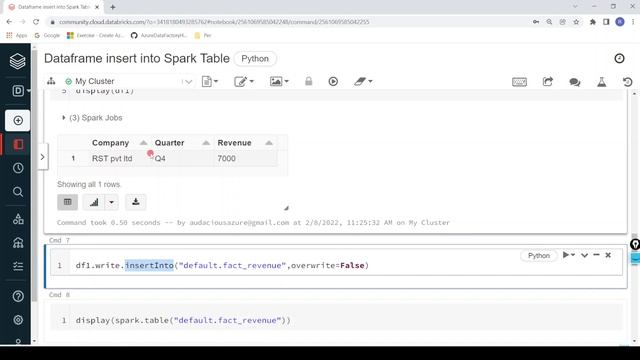 68. Databricks | Pyspark | Dataframe InsertInto Delta Table смотреть онлайн