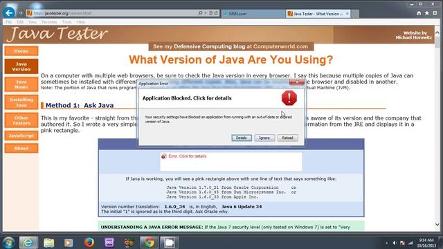 New Java 1.7.0_45 available. Older versions blocked by Java on Windows 7 смотреть онлайн
