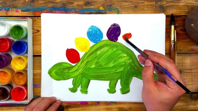 Яркий ДИНОЗАВР рисуем красками ГУАШЬ для детей смотреть онлайн
