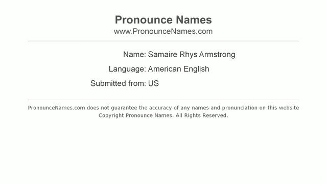 How to pronounce Samaire Rhys Armstrong (American English/US) - PronounceNames.com смотреть онлайн