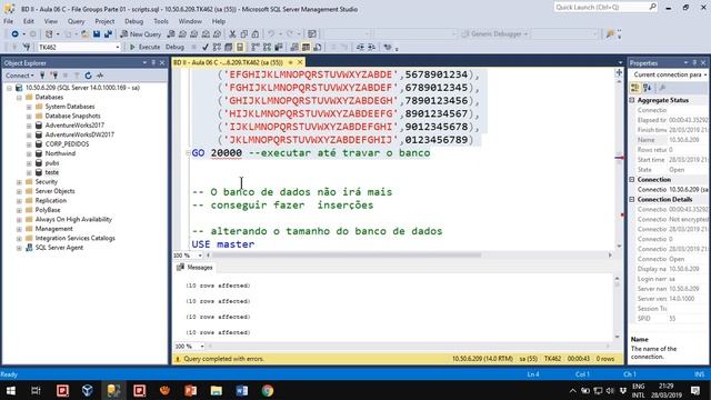 2019-03-28 - BD II - AULA 06 D - FILE GROUPS TRAVANDO BANCO DE DADOS смотреть онлайн