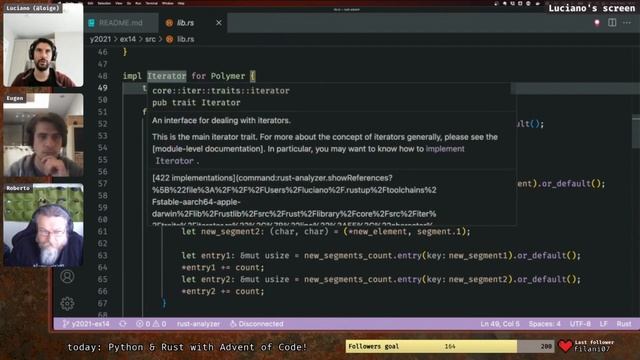 ? Rust vs ? Python: Advent of code in Rust - solving day 14/2021 (Twitch Live 2022-05-09) смотреть онлайн