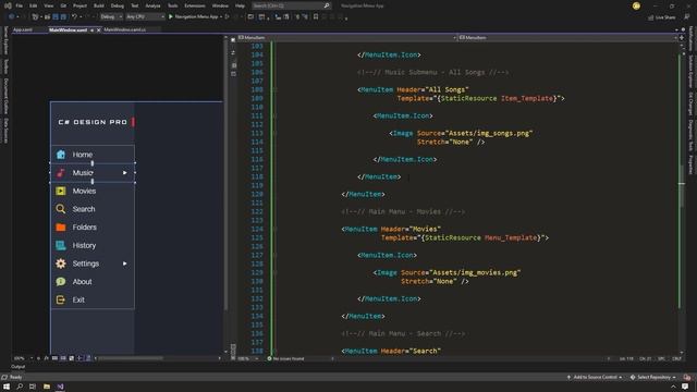 WPF - Navigation Menu With Sub Menu | Flat UI Design | XAML | C# | Tutorial смотреть онлайн