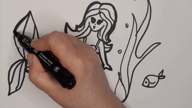 Как Нарисовать и Раскрасить Русалку?♀️ для детей. Шаг за шагом. #drawing смотреть онлайн