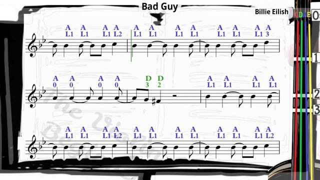 Bad Guy | Billie Eilish | Violin SHEET MUSIC [With Fingerings] [Level 3]