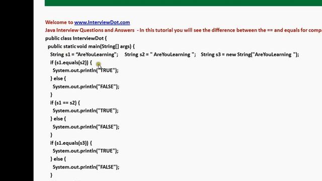 best java interview question what is the difference between == and equals method смотреть онлайн