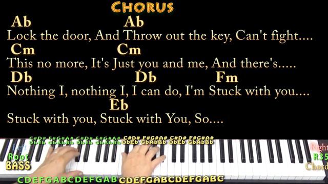 Stuck With U (Ariana Grande & Justin Bieber) Piano Cover Lesson in Ab - Chords/Lyrics - Arpeggios смотреть онлайн