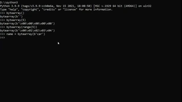 Python bytearray смотреть онлайн