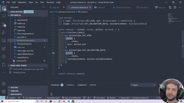Pin Input ReactJS, TypeScript - Clear the input, handle the state via reducer - Part 6 смотреть онлайн
