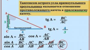 Что такое синус, косинус и тангенс острого угла прямоугольного треугольника.