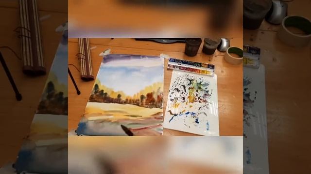 Осенний этюд. Акварель. смотреть онлайн