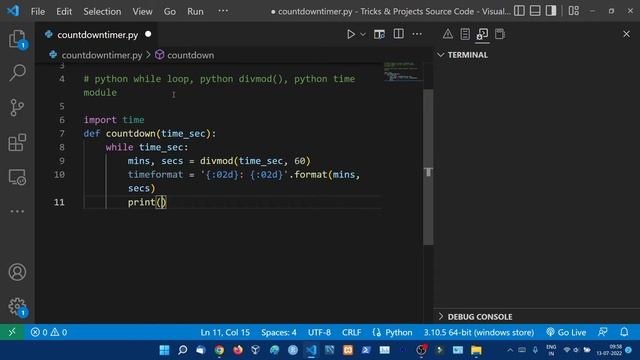 Python Program to Create a Countdown Timer || Countdown Timer in Python || Python Tutorial in Hindi смотреть онлайн