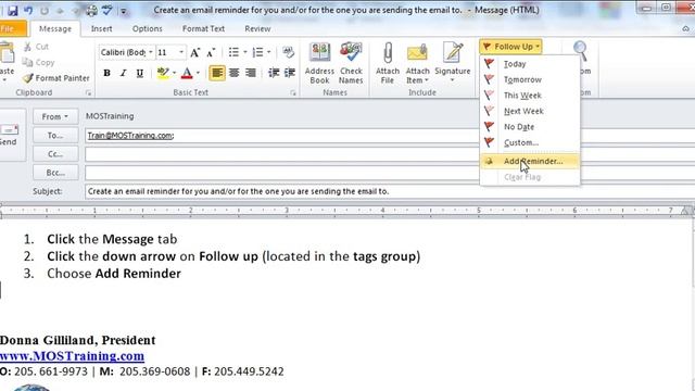 How to add a reminder to an Outlook email. смотреть онлайн