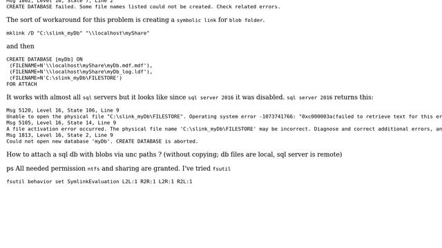 Databases: How to attach a sql db with blobs using a shared folder? смотреть онлайн